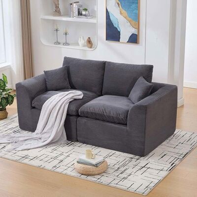 YEHTOKHOME Canapé modulable 2 places - Avec coussins et accoudoirs - Style décontracté - Velours gris - Livré monté Gris - Publicité YEHTOKHOME Canapé modulable 2 places - Avec coussins et accoudoirs - Style décontracté - Velours gris - Livré monté Gris - Publicité