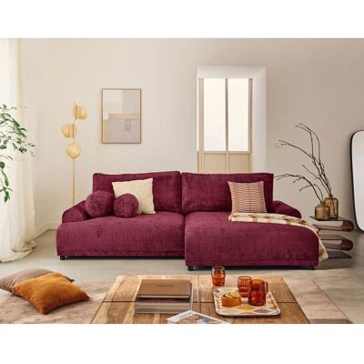 BEST MOBILIER Nelly - canapé dangle droit 4 places convertible avec coffre en velours texturé - Prune Violet - Publicité BEST MOBILIER Nelly - canapé dangle droit 4 places convertible avec coffre en velours texturé - Prune Violet - Publicité