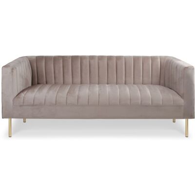 MENZZO Canapé moderne 3 places à coutures verticales Sacramento Velours Taupe -L180 x P76 x H72 cm - Hauteur dassise : H52 cm Blanc - Publicité MENZZO Canapé moderne 3 places à coutures verticales Sacramento Velours Taupe -L180 x P76 x H72 cm - Hauteur dassise : H52 cm Blanc - Publicité
