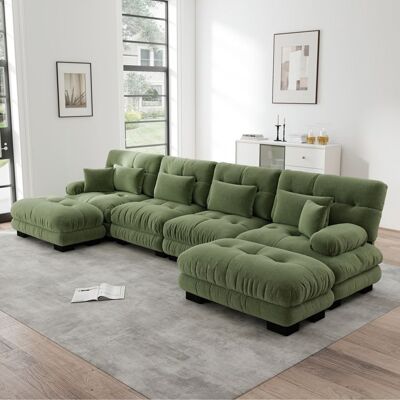 LEMONBEST Canapé dangle modulable en chenille 406 x 145 x 81 cm canapé rembourré en U 4 places avec pouf amovible Conception flexible Vert Vert - Publicité LEMONBEST Canapé dangle modulable en chenille 406 x 145 x 81 cm canapé rembourré en U 4 places avec pouf amovible Conception flexible Vert Vert - Publicité