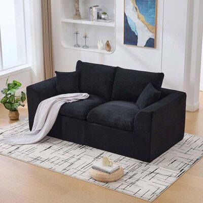 YEHTOKHOME Canapé modulable 2 places - Avec coussins et accoudoirs - Style décontracté - Velours noir - Livré monté Noir - Publicité YEHTOKHOME Canapé modulable 2 places - Avec coussins et accoudoirs - Style décontracté - Velours noir - Livré monté Noir - Publicité