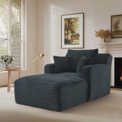 LEMONBEST Canapé-lit en velours côtelé chaise longue confortable fauteuil inclinable pour salon et chambre sans assemblage Gris foncé Gris - Publicité LEMONBEST Canapé-lit en velours côtelé chaise longue confortable fauteuil inclinable pour salon et chambre sans assemblage Gris foncé Gris - Publicité