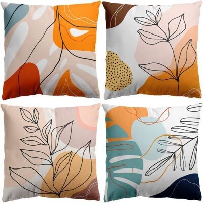 Lot de 4 Housses de coussin - 40x40cm - Bohème Moderne Art Abstrait - HYKJside - Super Doux - Pour Salon Canapé Décor Chambre - Publicité Lot de 4 Housses de coussin - 40x40cm - Bohème Moderne Art Abstrait - HYKJside - Super Doux - Pour Salon Canapé Décor Chambre - Publicité