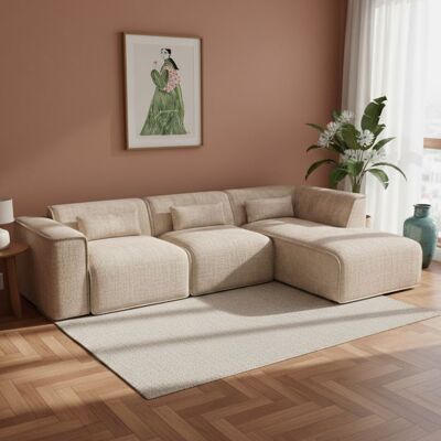 BAÏTA Canapé dangle droit fixe NUNA 5/6 places tissu taupe Beige - Publicité BAÏTA Canapé dangle droit fixe NUNA 5/6 places tissu taupe Beige - Publicité