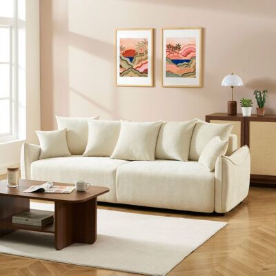 BAÏTA Canapé droit convertible OPALINE 3 places tissu beige Beige - Publicité BAÏTA Canapé droit convertible OPALINE 3 places tissu beige Beige - Publicité