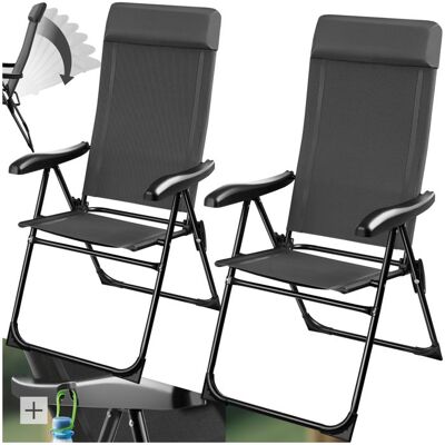 Chaise de camping - TECTAKE - Lot de 2 fauteuils MÜRITZ aluminium appui-tête dossier réglable 57 x 65 x 112 cm - Gris anthracite Gris - Publicité Chaise de camping - TECTAKE - Lot de 2 fauteuils MÜRITZ aluminium appui-tête dossier réglable 57 x 65 x 112 cm - Gris anthracite Gris - Publicité