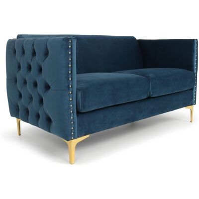 MENZZO Canapé 2 places Joshua Velours Bleu -L145 x P70 x H74 cm Bleu - Publicité MENZZO Canapé 2 places Joshua Velours Bleu -L145 x P70 x H74 cm Bleu - Publicité