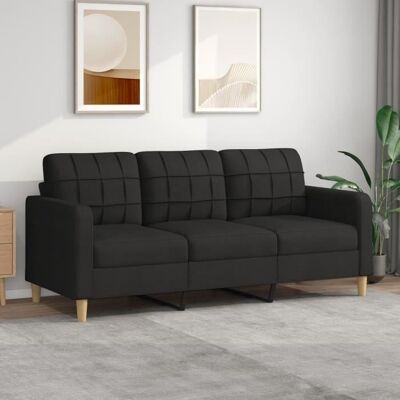 VIDAXL Canapé salon séjour Canapé à 3 places Noir 180 cm Tissu 198x77x80 cm Noir - Publicité VIDAXL Canapé salon séjour Canapé à 3 places Noir 180 cm Tissu 198x77x80 cm Noir - Publicité