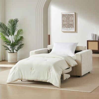BAÏTA Canapé droit convertible express SOCCA 2 places tissu beige Beige - Publicité BAÏTA Canapé droit convertible express SOCCA 2 places tissu beige Beige - Publicité