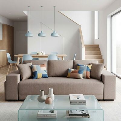 CASAPY VEGA Canapé droit reversible convertible Beige SABLE (tissu texturé) - Taille S - 3+1 places - 249 x 89 x 85 cm Beige - Publicité CASAPY VEGA Canapé droit reversible convertible Beige SABLE (tissu texturé) - Taille S - 3+1 places - 249 x 89 x 85 cm Beige - Publicité