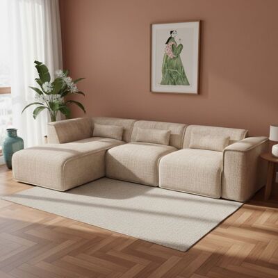 BAÏTA Canapé dangle gauche fixe NUNA 5/6 places tissu taupe Beige - Publicité BAÏTA Canapé dangle gauche fixe NUNA 5/6 places tissu taupe Beige - Publicité