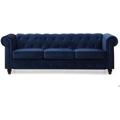 Canapé Chesterfield Velours Bleu - MENZZO - 3 places - Confort Moelleux - Elégance Chic Bleu - Publicité Canapé Chesterfield Velours Bleu - MENZZO - 3 places - Confort Moelleux - Elégance Chic Bleu - Publicité