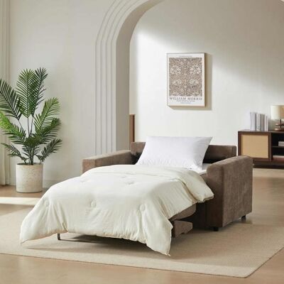 BAÏTA Canapé droit convertible express SOCCA 2 places tissu marron Marron - Publicité BAÏTA Canapé droit convertible express SOCCA 2 places tissu marron Marron - Publicité