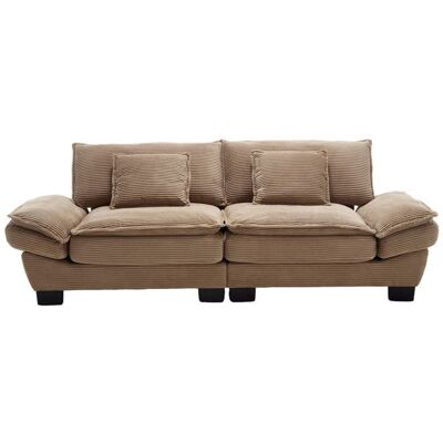 SEYAKANY Canapé 2 Places en Tissu VeloursCanapé clic clacCanapé moderne224 cmavec accoudoirs et oreillers pieds en plastiquekaki Marron - Publicité SEYAKANY Canapé 2 Places en Tissu VeloursCanapé clic clacCanapé moderne224 cmavec accoudoirs et oreillers pieds en plastiquekaki Marron - Publicité