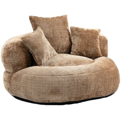 Pouf - LANGTU - Dossier haut 3 coussins - Chenille - Café - 108x108x52 cm Noir - Publicité Pouf - LANGTU - Dossier haut 3 coussins - Chenille - Café - 108x108x52 cm Noir - Publicité
