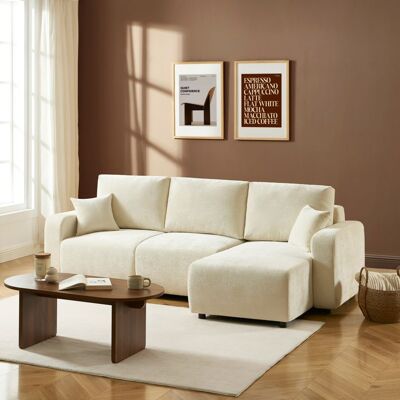 BAÏTA Canapé dangle convertible et réversible LIVIO 4 places tissu beige Beige - Publicité BAÏTA Canapé dangle convertible et réversible LIVIO 4 places tissu beige Beige - Publicité