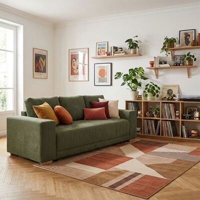 CASAPY VEGA Canapé droit reversible convertible Vert KAKI (velours côtelé ) - Taille S - 3+1 places - 249 x 89 x 85 cm Vert - Publicité CASAPY VEGA Canapé droit reversible convertible Vert KAKI (velours côtelé ) - Taille S - 3+1 places - 249 x 89 x 85 cm Vert - Publicité