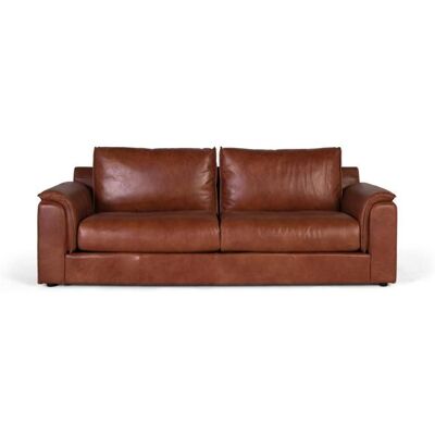 GINER Y COLOMER Canapé 3 places vintage - Cuir naturel - Marron - 227x95x85 cm - Confortable - Style élégant - Patins en nylon Marron - Publicité GINER Y COLOMER Canapé 3 places vintage - Cuir naturel - Marron - 227x95x85 cm - Confortable - Style élégant - Patins en nylon Marron - Publicité