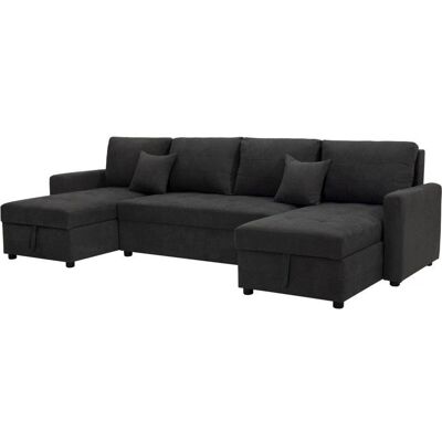 HABITAT ET JARDIN Canapé panoramique convertible avec coffres de rangement Antoine - 5 places - Gris foncé Gris - Publicité HABITAT ET JARDIN Canapé panoramique convertible avec coffres de rangement Antoine - 5 places - Gris foncé Gris - Publicité