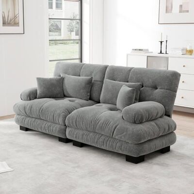 Lemonbest Canapé 2 Places en Chenille avec 2 Coussins lombaires et 2 Coussins décoratifs canapé sectionnel Cloud pour Salon Gris Gris - Publicité Lemonbest Canapé 2 Places en Chenille avec 2 Coussins lombaires et 2 Coussins décoratifs canapé sectionnel Cloud pour Salon Gris Gris - Publicité
