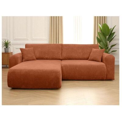 LOUNGITUDE Canapé ALYA dangle compacte réversible et convertible 4 places en velours côtelé - Terracotta Orange - Publicité LOUNGITUDE Canapé ALYA dangle compacte réversible et convertible 4 places en velours côtelé - Terracotta Orange - Publicité