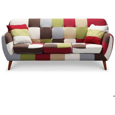 Canapé scandinave 3 places Bombay Multicolore - MENZZO - Fixe - Moelleux - Marron Marron - Publicité Canapé scandinave 3 places Bombay Multicolore - MENZZO - Fixe - Moelleux - Marron Marron - Publicité