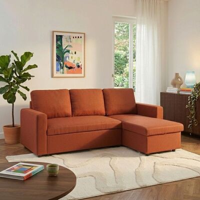 BAÏTA Canapé dangle convertible et réversible SPENA 4 places tissu terracotta Orange - Publicité BAÏTA Canapé dangle convertible et réversible SPENA 4 places tissu terracotta Orange - Publicité