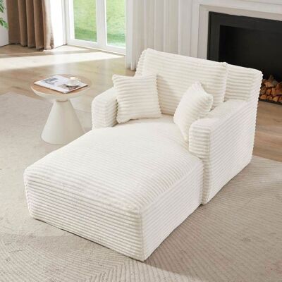LEMONBEST Canapé-lit en velours côtelé chaise longue confortable fauteuil inclinable pour salon et chambre sans assemblage Blanc Blanc - Publicité LEMONBEST Canapé-lit en velours côtelé chaise longue confortable fauteuil inclinable pour salon et chambre sans assemblage Blanc Blanc - Publicité