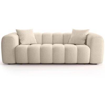 Canapé droit 3 places en tissu chenille beige - Nuvola Beige - Publicité Canapé droit 3 places en tissu chenille beige - Nuvola Beige - Publicité