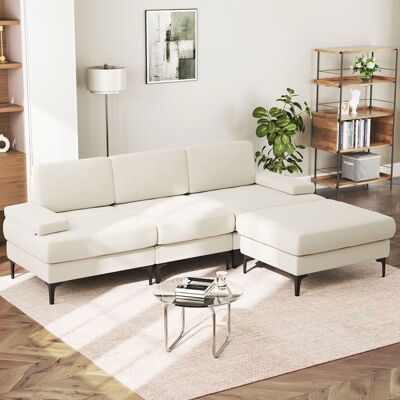 DRIPEX Grand Canapé dangle Convertible 3/4 Places en Tissu ChenilleCanapé Scandinave en Forme en L 244x146x83cmBeige Beige - Publicité DRIPEX Grand Canapé dangle Convertible 3/4 Places en Tissu ChenilleCanapé Scandinave en Forme en L 244x146x83cmBeige Beige - Publicité