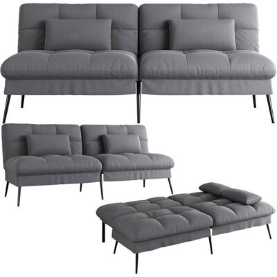 COMHOMA Canapé Convertible en Peluche canape 3 PlacesPieds en métal 174 * 55 * 72cmGris Gris - Publicité COMHOMA Canapé Convertible en Peluche canape 3 PlacesPieds en métal 174 * 55 * 72cmGris Gris - Publicité