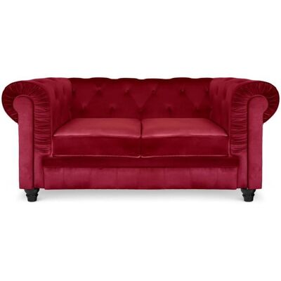 Canapé 2 places - MENZZO - Chesterfield - Velours Rouge - Style Classique - Confort Moelleux Rouge - Publicité Canapé 2 places - MENZZO - Chesterfield - Velours Rouge - Style Classique - Confort Moelleux Rouge - Publicité