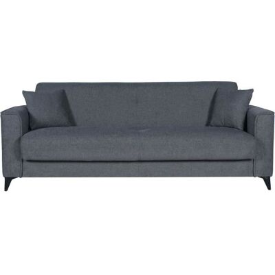 Canapé convertible 3 places - BERGAMO - Tissu gris foncé - 2 coussins - coffre de rangement - 230 x 85 x 89 cm Gris - Publicité Canapé convertible 3 places - BERGAMO - Tissu gris foncé - 2 coussins - coffre de rangement - 230 x 85 x 89 cm Gris - Publicité