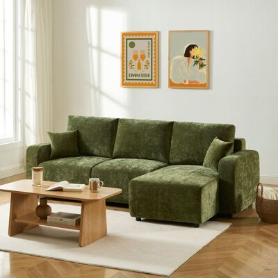 BAÏTA Canapé dangle convertible et réversible LIVIO 4 places tissu vert Vert - Publicité BAÏTA Canapé dangle convertible et réversible LIVIO 4 places tissu vert Vert - Publicité