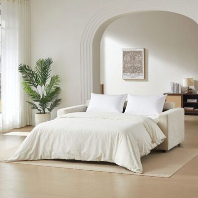 BAÏTA Canapé droit convertible express SOCCA 3 places tissu beige Beige - Publicité BAÏTA Canapé droit convertible express SOCCA 3 places tissu beige Beige - Publicité