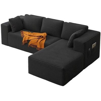 Canapé dangle Convertible - Bealife - 4 Places - Sans Installation - Canapé en L Droit - Velours Côtelé - Scandinave - Gris Foncé Gris - Publicité Canapé dangle Convertible - Bealife - 4 Places - Sans Installation - Canapé en L Droit - Velours Côtelé - Scandinave - Gris Foncé Gris - Publicité