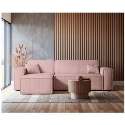 LOUNGITUDE Canapé FARAH dangle convertible et réversible 4 places en velours côtelé - Rose Rose - Publicité LOUNGITUDE Canapé FARAH dangle convertible et réversible 4 places en velours côtelé - Rose Rose - Publicité
