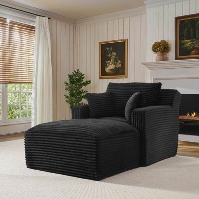 LEMONBEST Canapé-lit en velours côtelé chaise longue confortable fauteuil inclinable pour salon et chambre sans assemblage Noir Noir - Publicité LEMONBEST Canapé-lit en velours côtelé chaise longue confortable fauteuil inclinable pour salon et chambre sans assemblage Noir Noir - Publicité