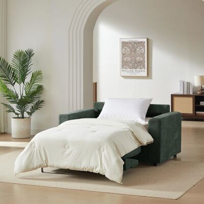 BAÏTA Canapé droit convertible express SOCCA 2 places tissu vert Vert - Publicité BAÏTA Canapé droit convertible express SOCCA 2 places tissu vert Vert - Publicité