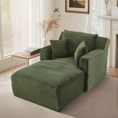 LEMONBEST Canapé-lit en velours côtelé chaise longue confortable fauteuil inclinable pour salon et chambre sans assemblage Vert Vert - Publicité LEMONBEST Canapé-lit en velours côtelé chaise longue confortable fauteuil inclinable pour salon et chambre sans assemblage Vert Vert - Publicité