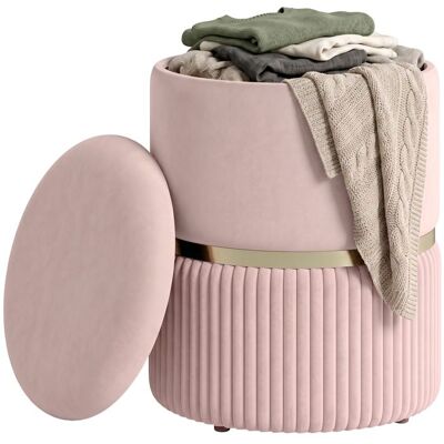 Pouf tabouret repose-pied HOMCOM coffre de rangement en velours côtelé design moderne 36 x 36 x 44 cm pour salon chambre rose Rose - Publicité Pouf tabouret repose-pied HOMCOM coffre de rangement en velours côtelé design moderne 36 x 36 x 44 cm pour salon chambre rose Rose - Publicité