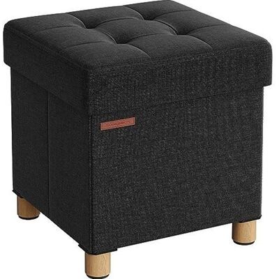 Pouf de rangement pliable avec repose-pieds - SONGMICS - Noir Noir - Publicité Pouf de rangement pliable avec repose-pieds - SONGMICS - Noir Noir - Publicité