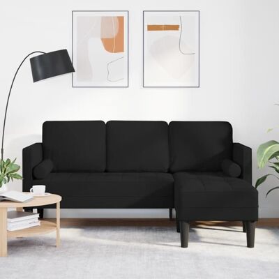 Canapé d'angle noir en tissu 160cm vidaXL - Publicité Canapé d'angle noir en tissu 160cm vidaXL - Publicité