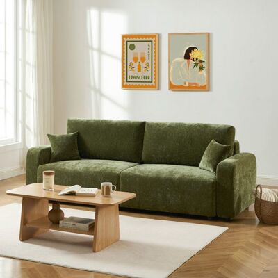 BAÏTA Canapé droit convertible LIVIO 3 places tissu vert Vert - Publicité BAÏTA Canapé droit convertible LIVIO 3 places tissu vert Vert - Publicité