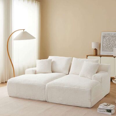 BAÏTA Canapé droit profond fixe et compressé KENEDY 3 places velours côtelé beige Beige - Publicité BAÏTA Canapé droit profond fixe et compressé KENEDY 3 places velours côtelé beige Beige - Publicité
