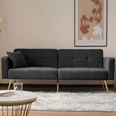 YEHTOKHOME Canapé 2 places - Canapé convertible 2 places - Tissu laine - Dossier inclinable - Poches latérales Gris - Publicité YEHTOKHOME Canapé 2 places - Canapé convertible 2 places - Tissu laine - Dossier inclinable - Poches latérales Gris - Publicité