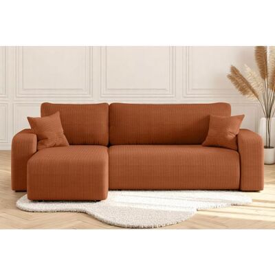 LOUNGITUDE Canapé dangle ALYA convertible et réversible 4 places en velours cotelé - Terracotta Orange - Publicité LOUNGITUDE Canapé dangle ALYA convertible et réversible 4 places en velours cotelé - Terracotta Orange - Publicité