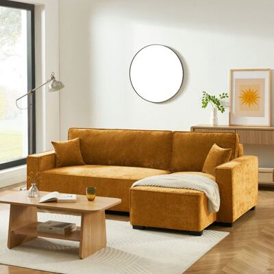 BAÏTA Canapé dangle convertible et réversible GAVI 4 places tissu jaune Jaune - Publicité BAÏTA Canapé dangle convertible et réversible GAVI 4 places tissu jaune Jaune - Publicité