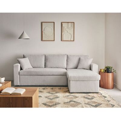 BEST MOBILIER Cyrus - canapé dangle réversible 4 places - convertible avec coffre - en velours côtelé - Gris clair Gris - Publicité BEST MOBILIER Cyrus - canapé dangle réversible 4 places - convertible avec coffre - en velours côtelé - Gris clair Gris - Publicité