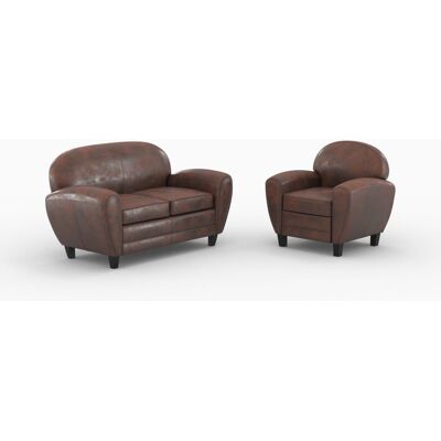 RENDEZ VOUS DECO Ensemble canapé et fauteuil marron 3 places - Club - Maison Pavane Marron - Publicité RENDEZ VOUS DECO Ensemble canapé et fauteuil marron 3 places - Club - Maison Pavane Marron - Publicité